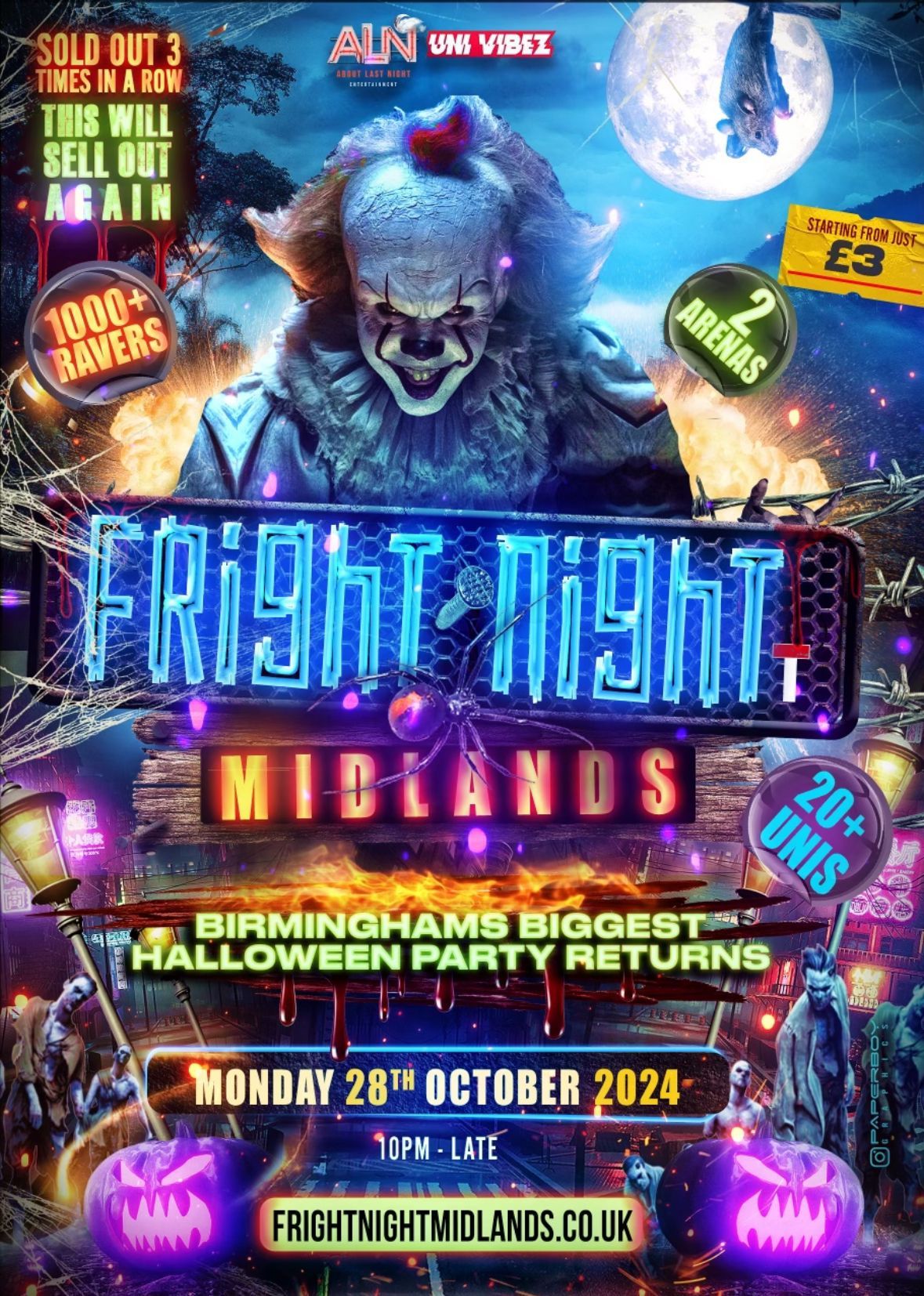 FRIGHT NIGHT MIDLANDS - Birmingham's BIGGEST Halloween Party - 2000+ RAVERS