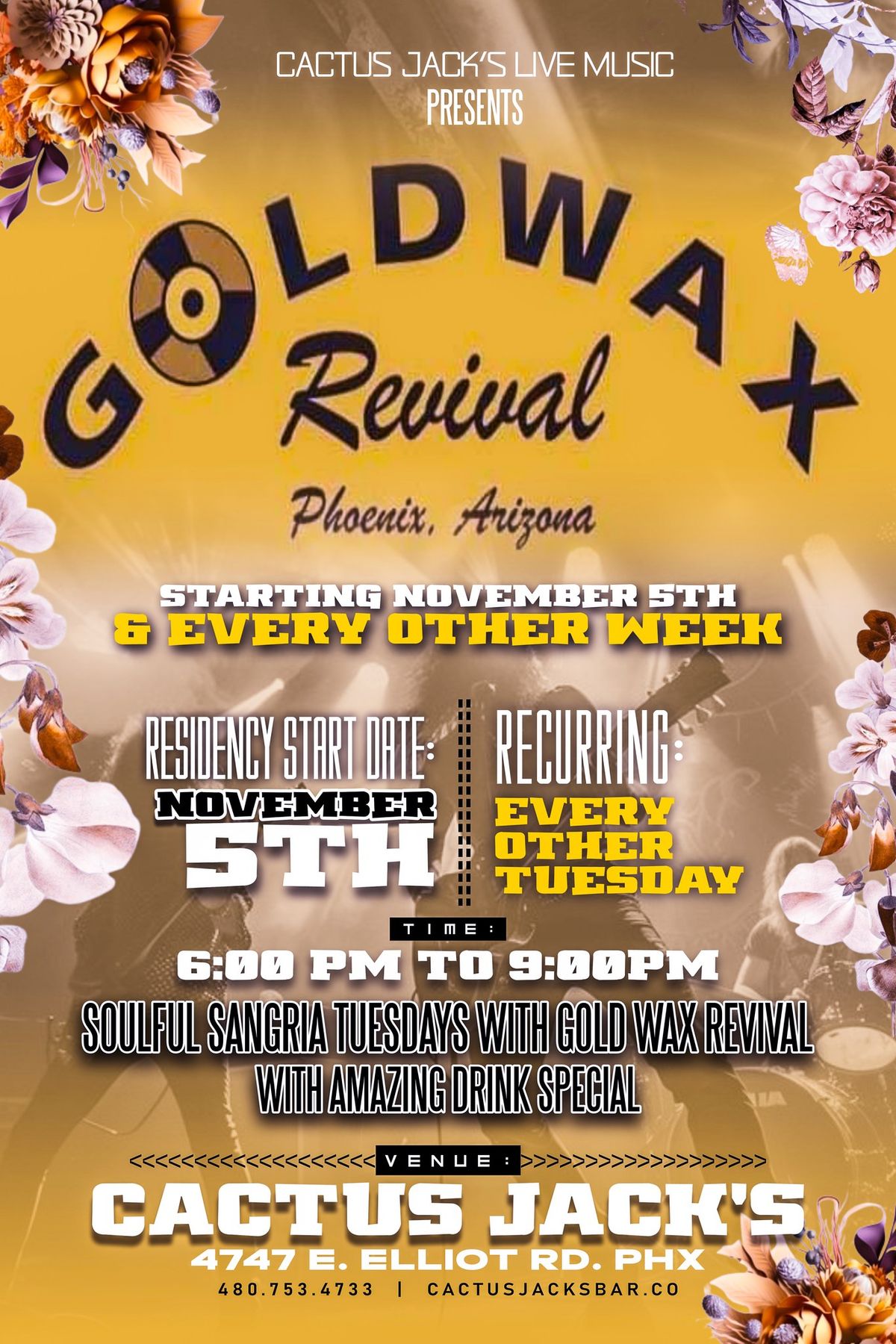 \u2b50\ufe0fGold Wax Revival\ud83c\udfb7 at Cactus Jack's! No Cover!