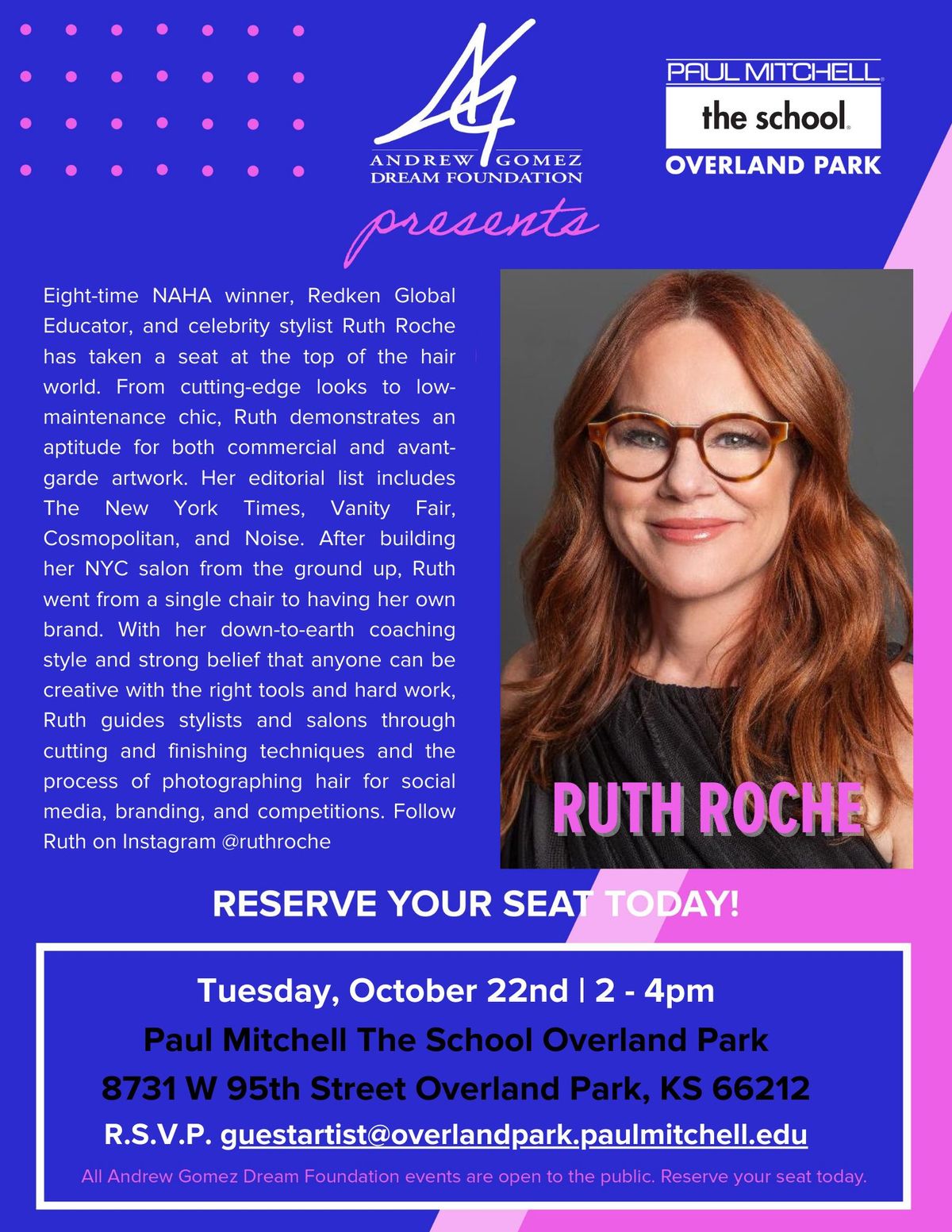 The Andrew Gomez Dream Foundation Presents: Ruth Roche | Paul Mitchell The School Overland Park