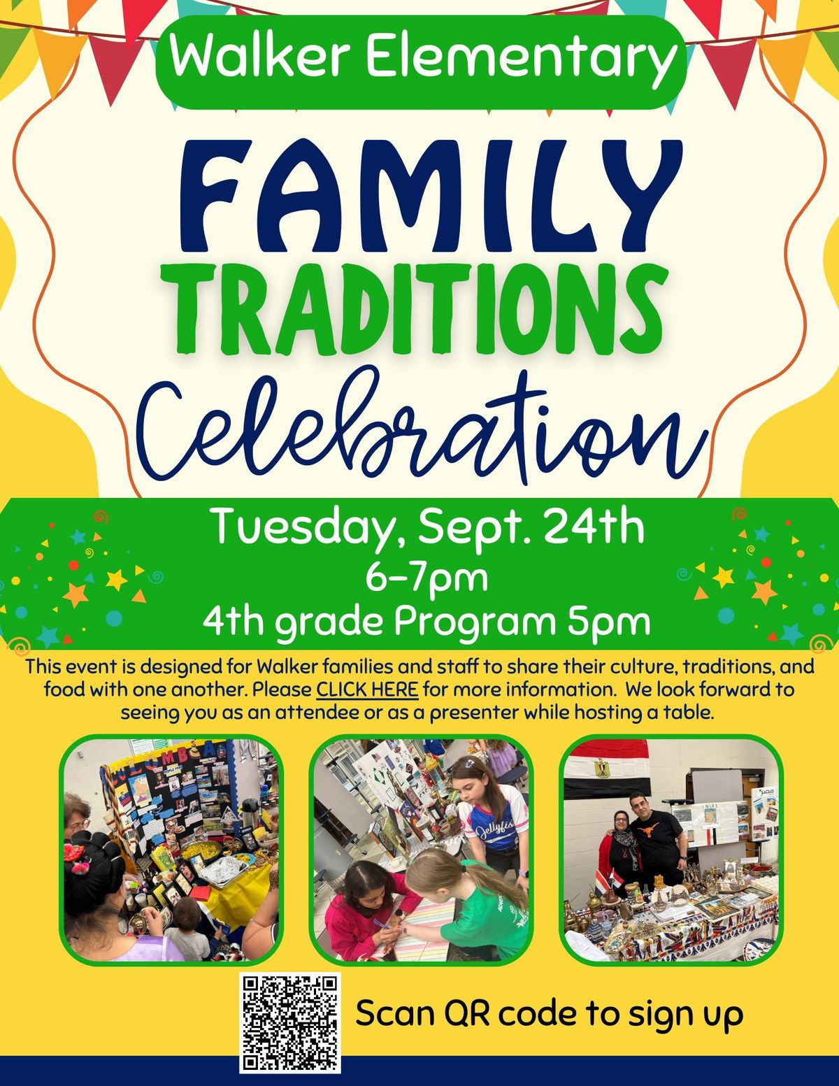 Walker Family Traditions Celebration & 4th grade Program at 5pm