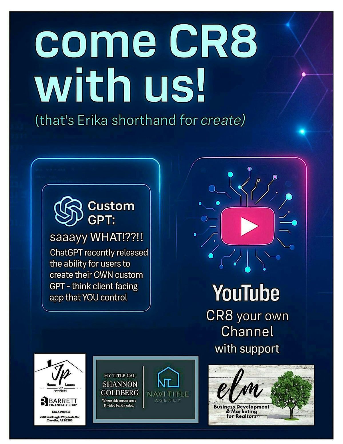 Small Biz Tech Tuesday ~ come CR8 Custom GPTs & YouTube channels with us!