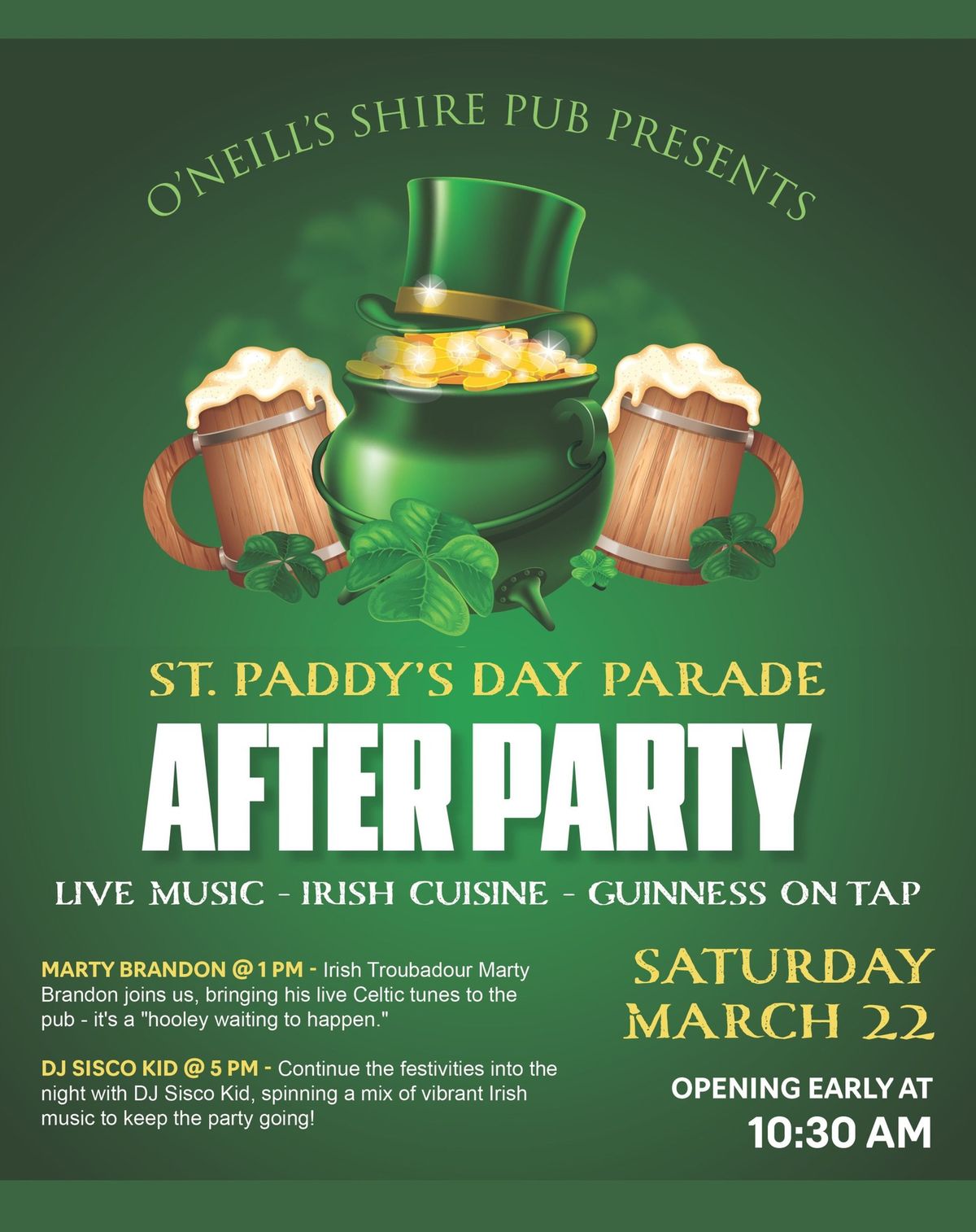 Annual St. Paddy's Day Parade After Party