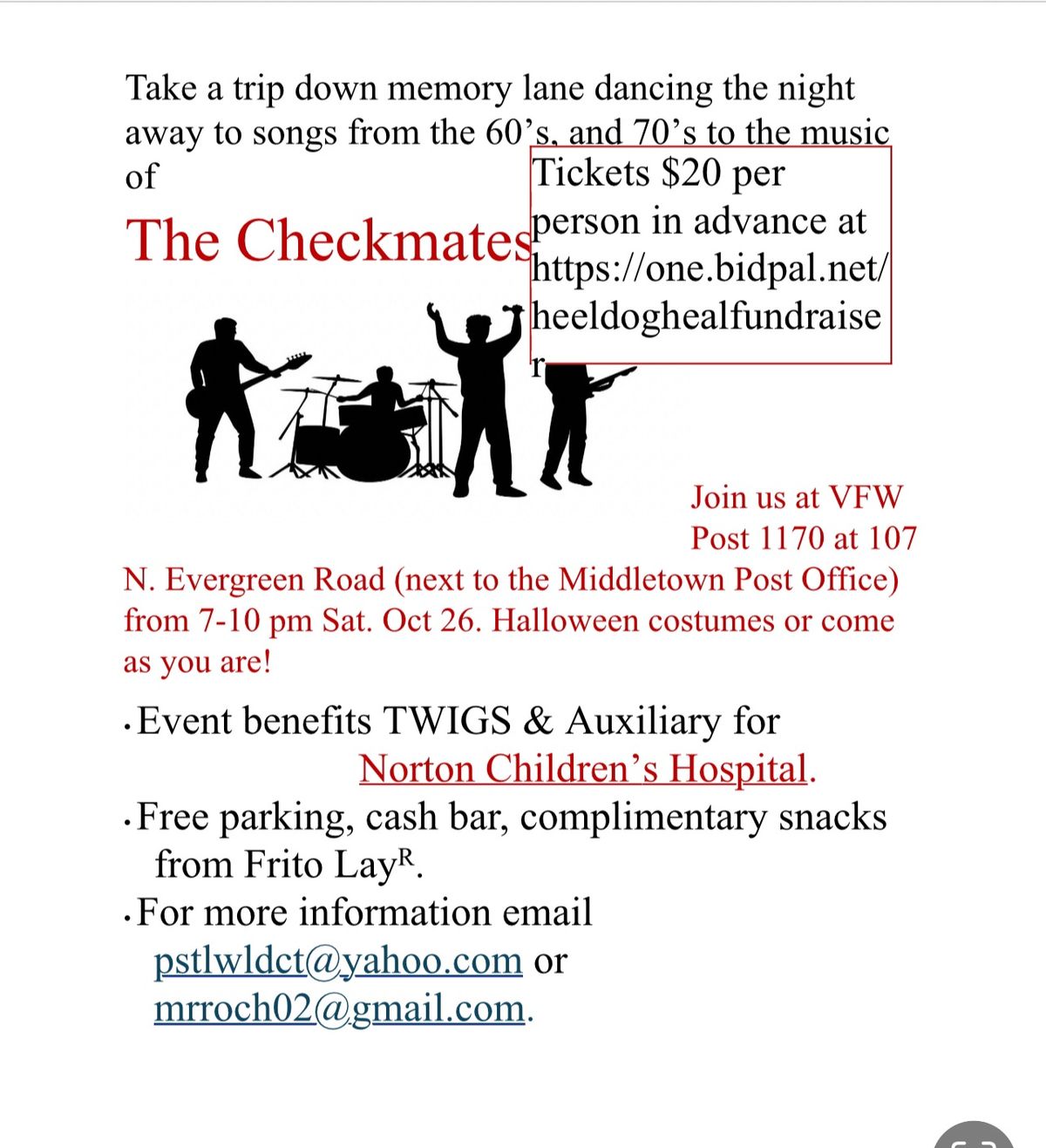 Norton Children\u2019s Fundraiser with The Checkmates 