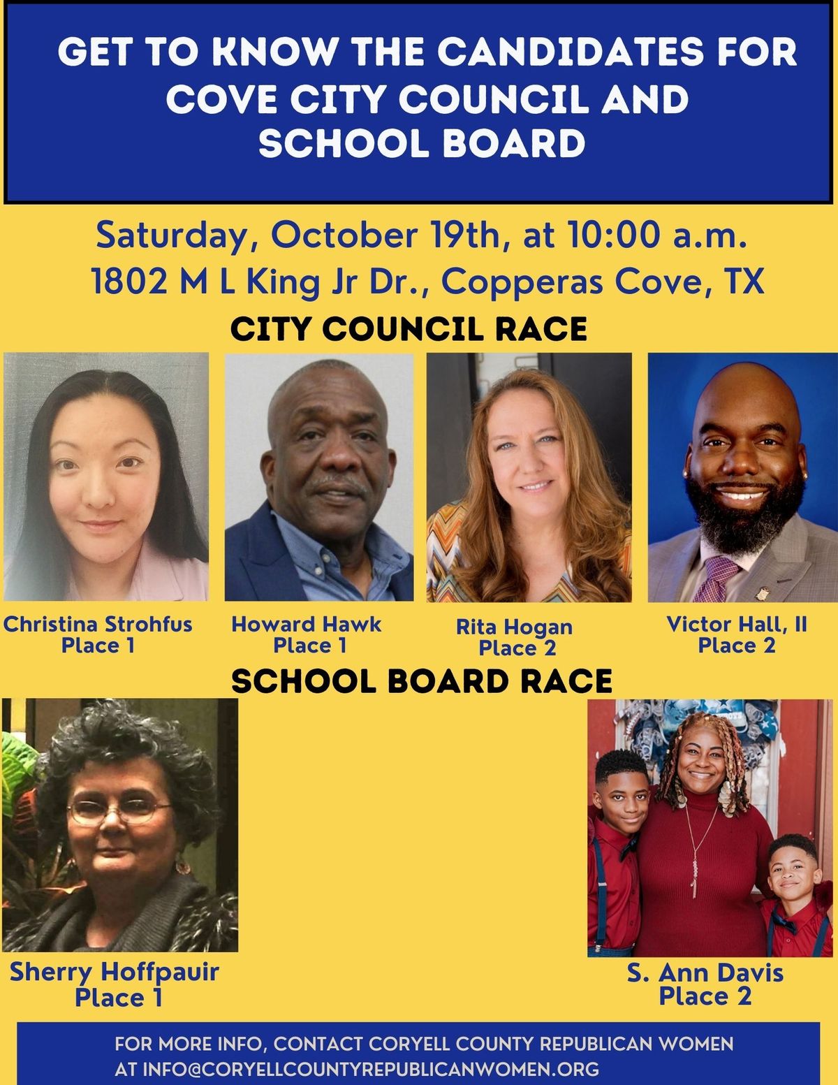 Cove Candidate Forums for Places on the City Council and School Board 