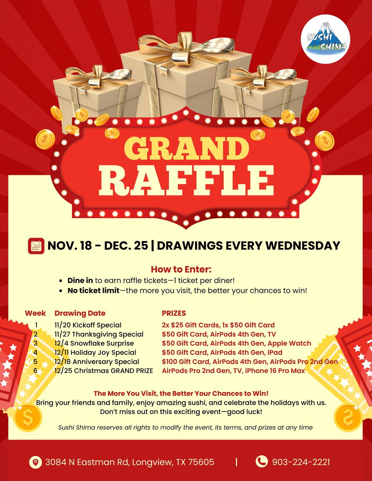  Celebrate the Holidays with Sushi Shima & Win Big! \ud83c\udf89