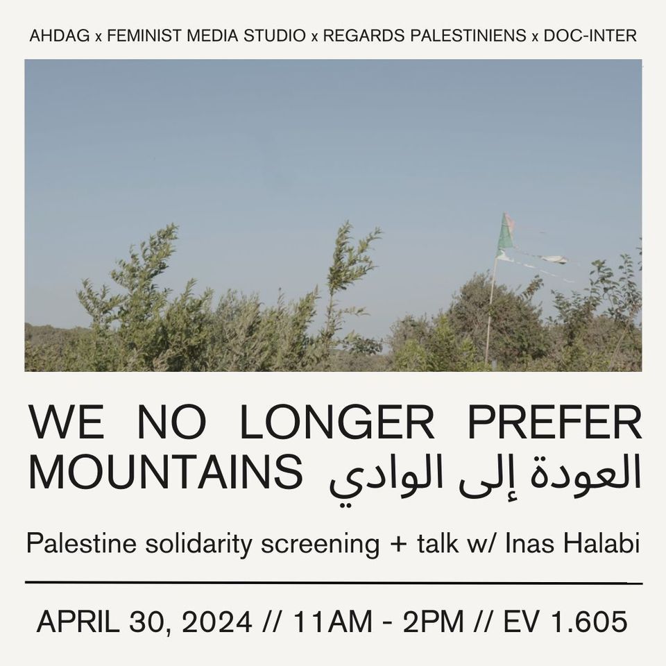 WE NO LONGER PREFER MOUNTAINS \/\/ Palestine Solidarity Screening + Artist Talk with Inas Halabi