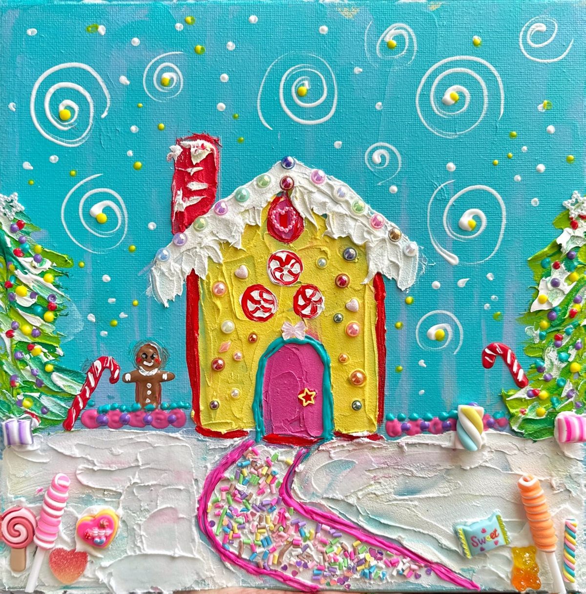 Impasto (Textured) Gingerbread House Painting Class 