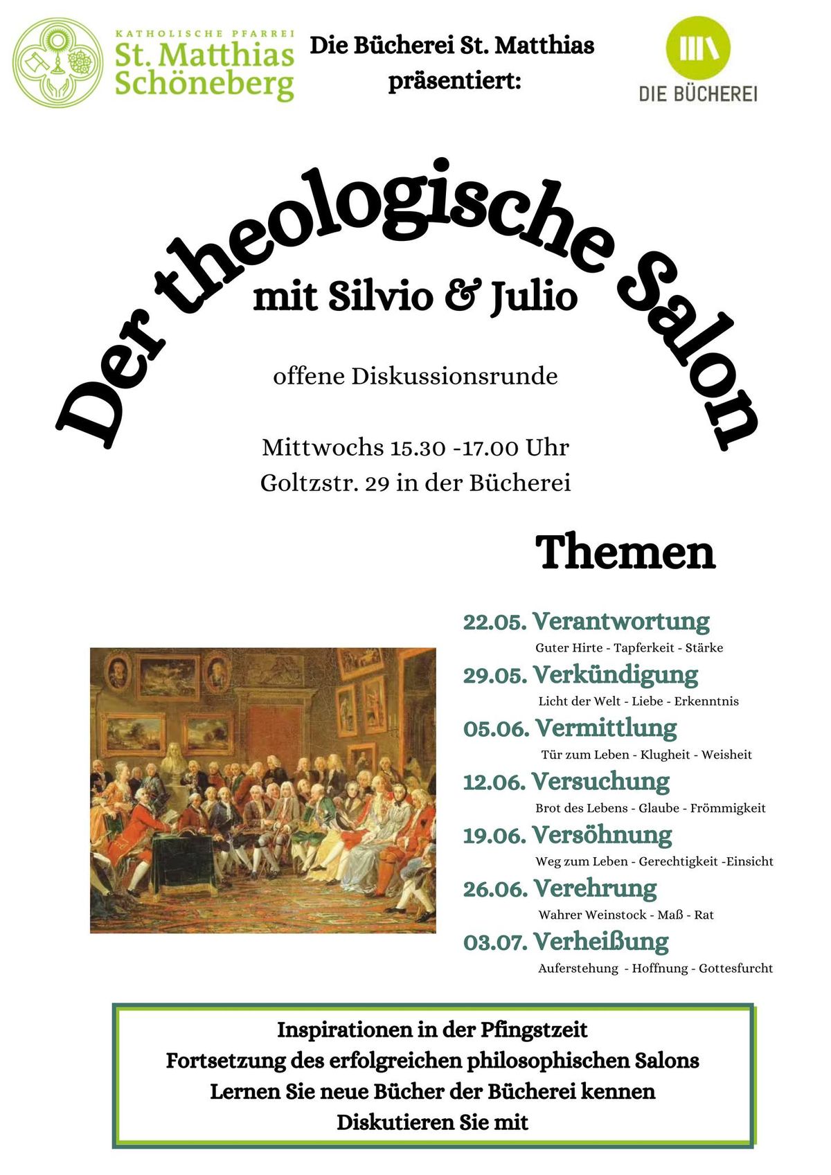 Theologischer Salon zur Pfingstzeit - in der B\u00fccherei St. Matthias