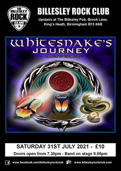 Whitesnake's Journey at Billesley Rock Club - Entry \u00a310 on the door