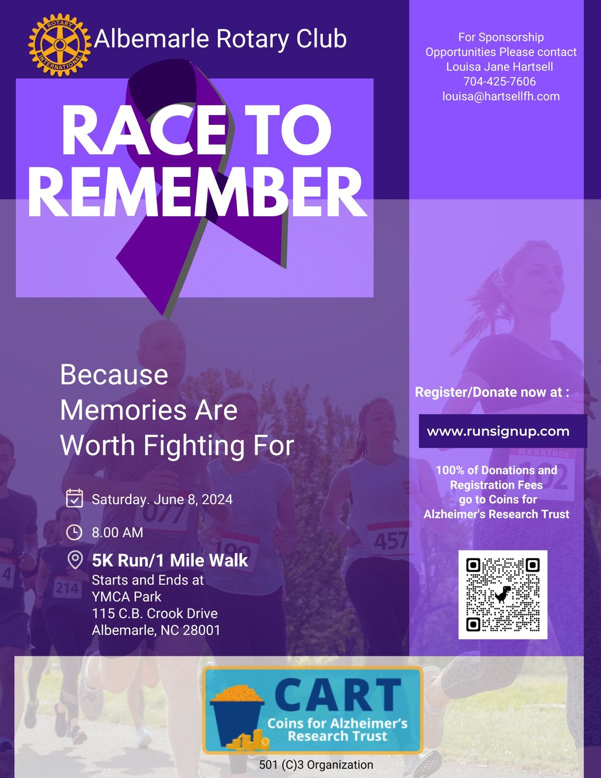 Alzheimer's Charity Race to Remember 5k and 1 Mile Walk presented by Albemarle Rotary Club