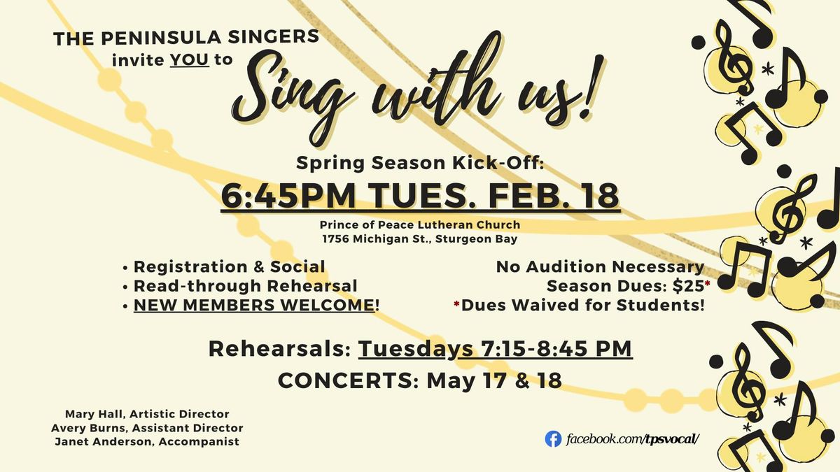 Peninsula Singers Spring Season Kickoff