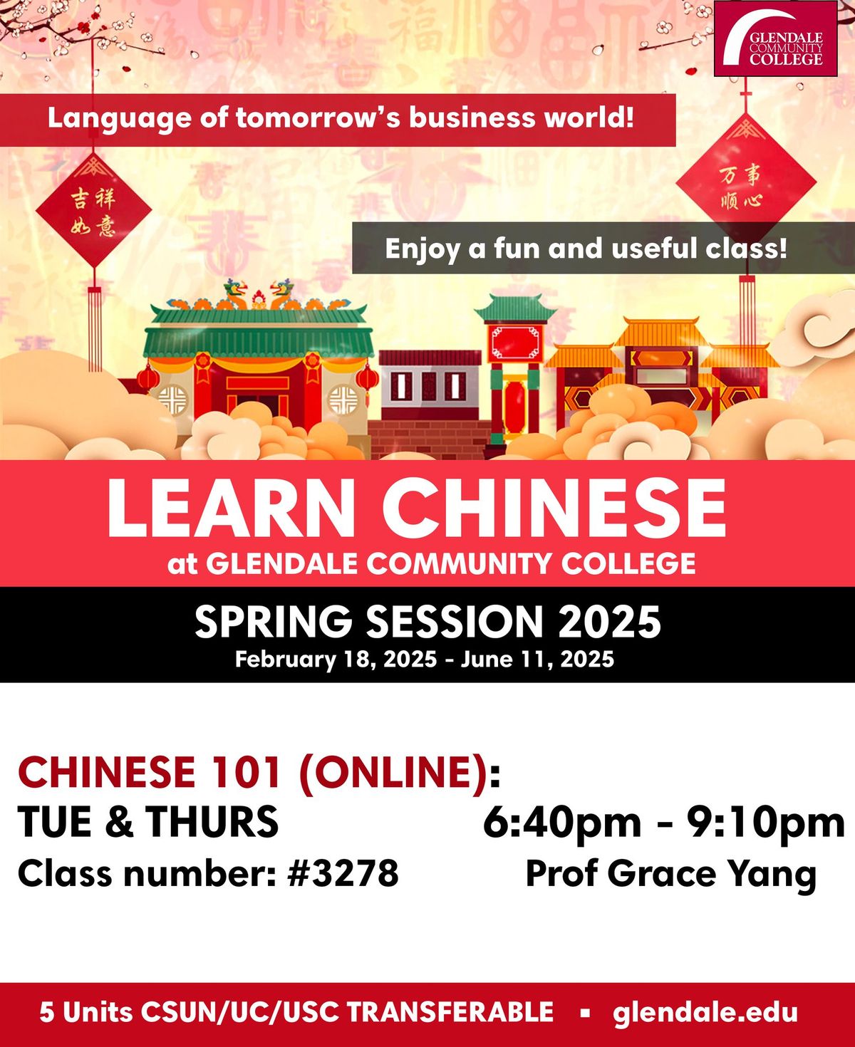 Learn Chinese 101 ONLINE at Glendale Community College