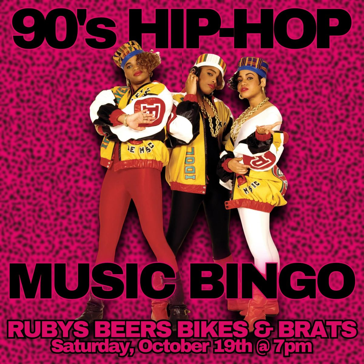 90's Music Bingo (Hip-Hop) @ Rubys Beers Bikes & Brats (Davenport, IA) \/ Sat Oct 19th @ 7pm