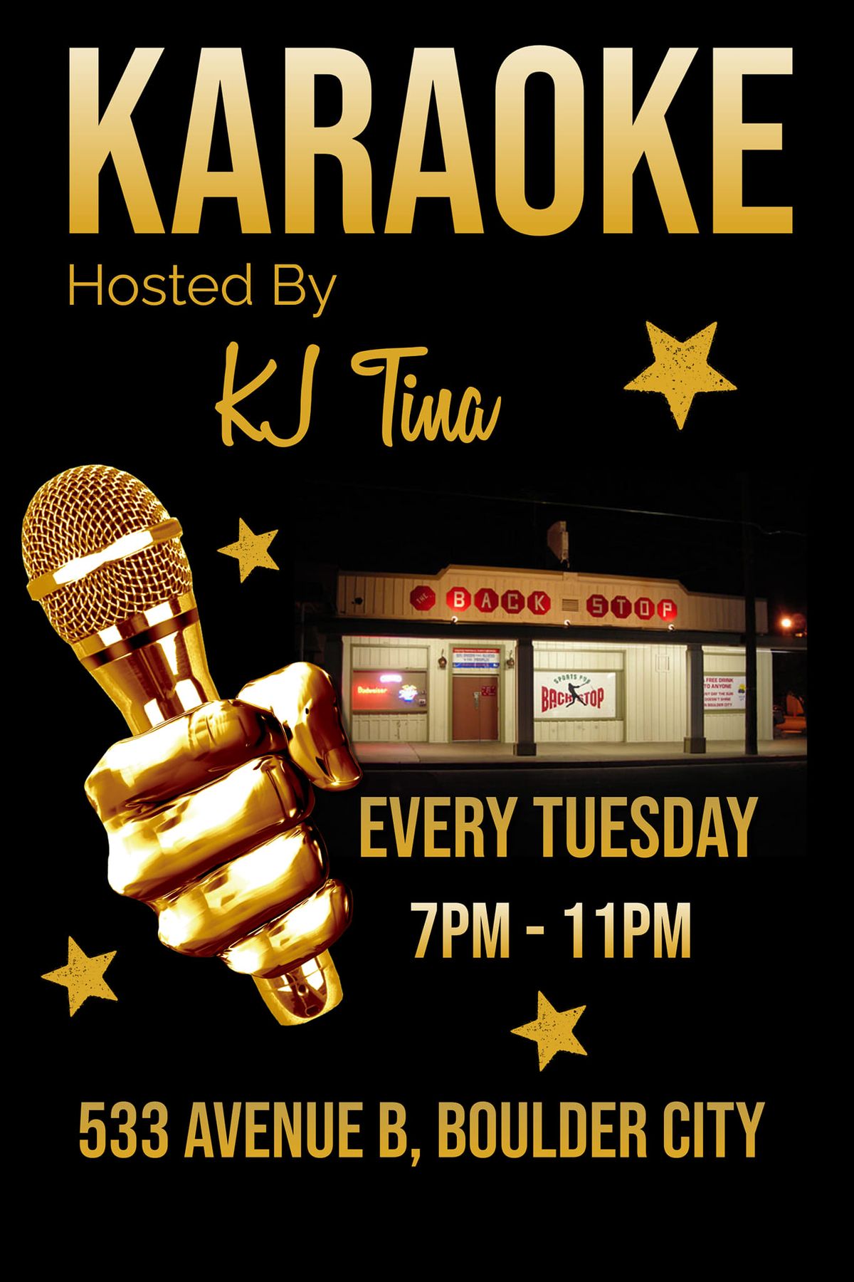 Karaoke Tuesdays @ Backstop Sports Pub BCNV Hosted by KJ Tina