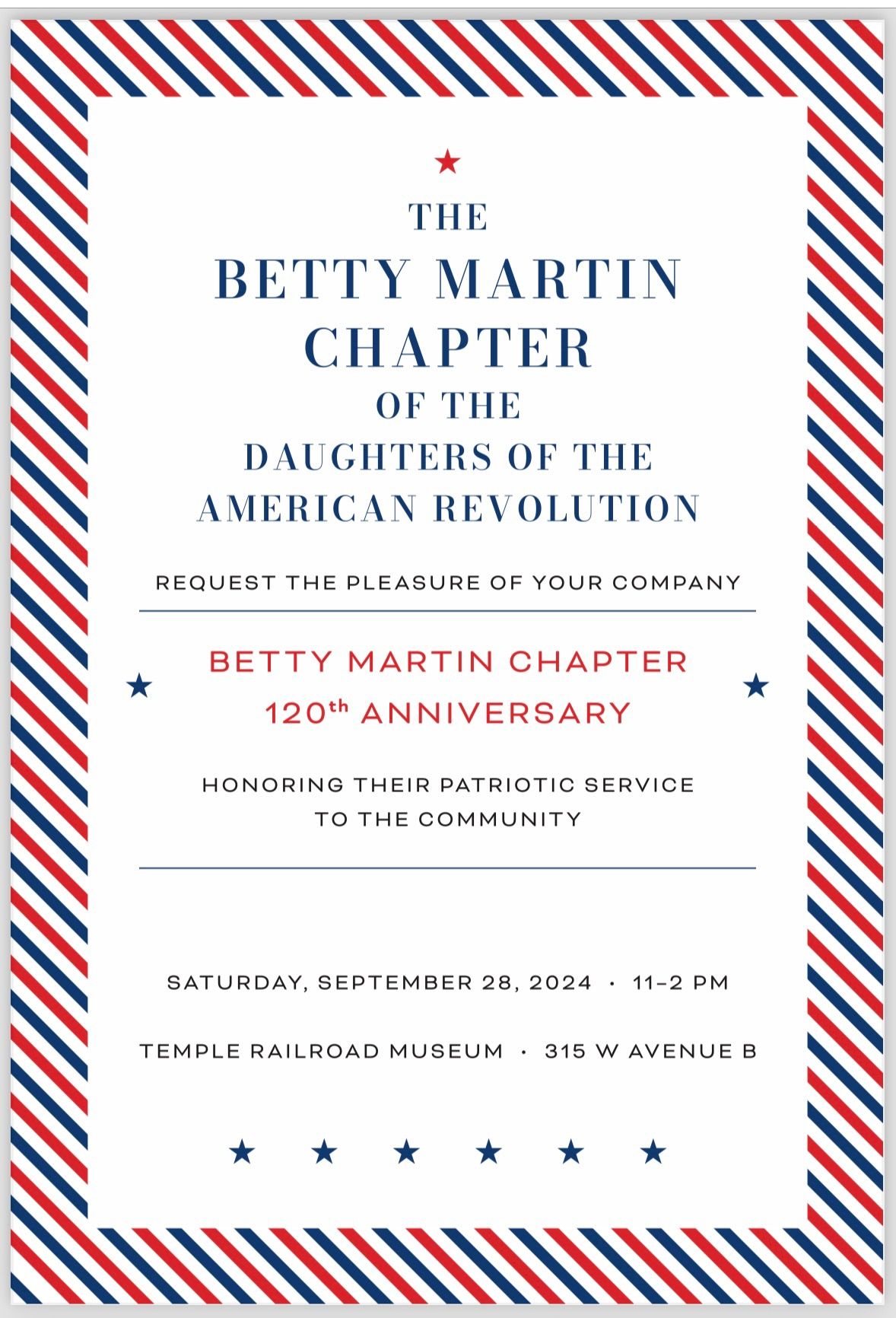 Betty Martin Chapter 120th  Anniversary Celebration