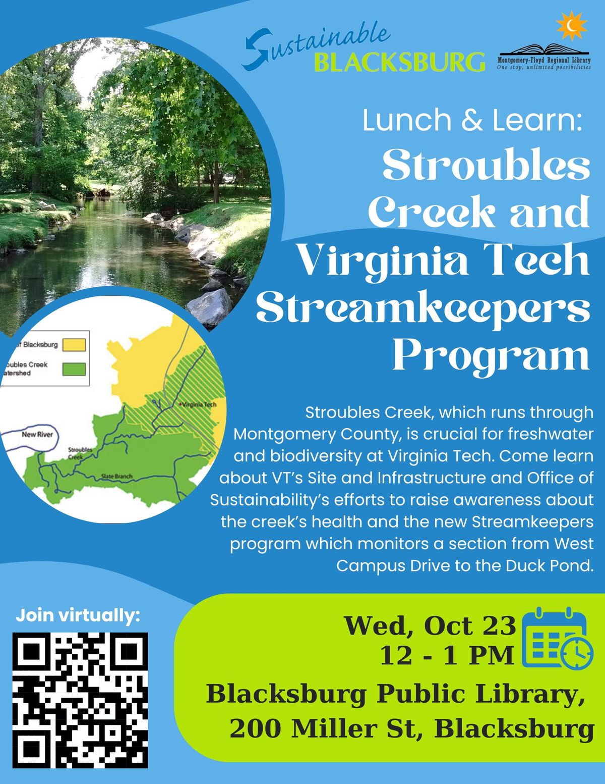 Lunch and Learn: Stroubles Creek and Virginia Tech Streamkeepers Program 