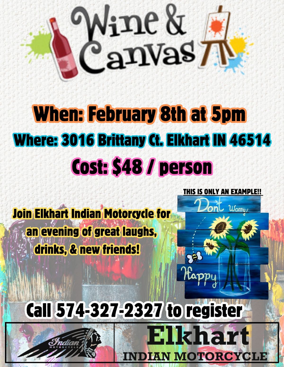 Wine and Canvas at Elkhart Indian Motorcycle 