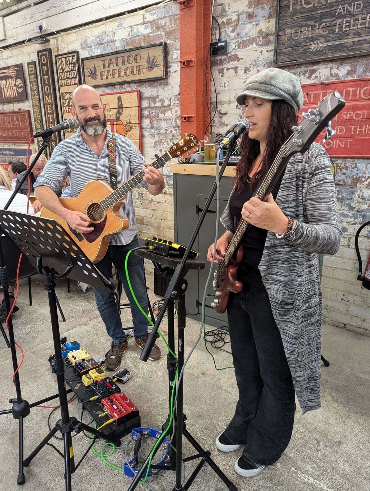 Brother and sister duo Kindred play an acoustic set at Chew's Yard