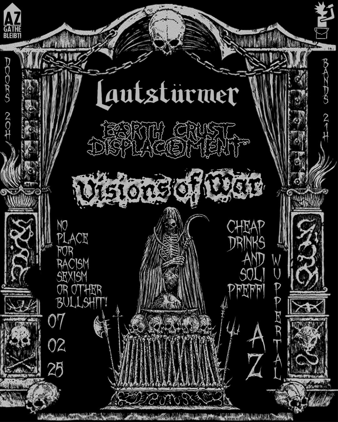 Visions Of War + Lautst\u00fcrmer + Earth Crust Displacement - AZ Wuppertal