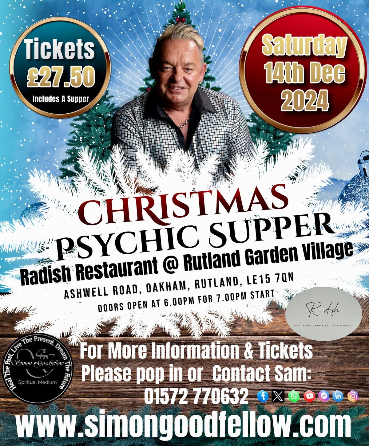 Join us back at Rutland Garden Centre this December for our Christmas Psychic Supper Special 