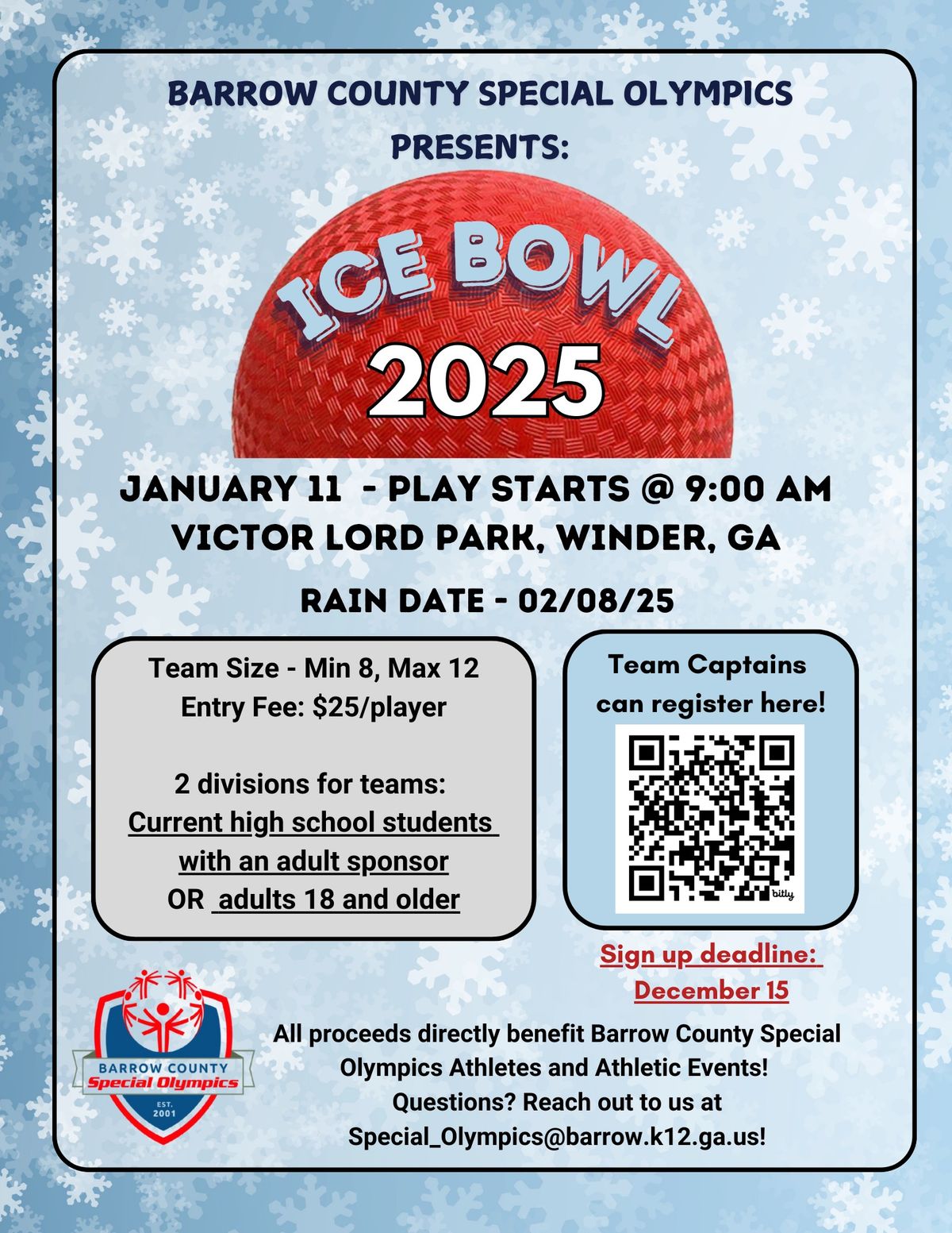 Barrow Co. Special Olympics Ice Bowl Kickball Tournament 