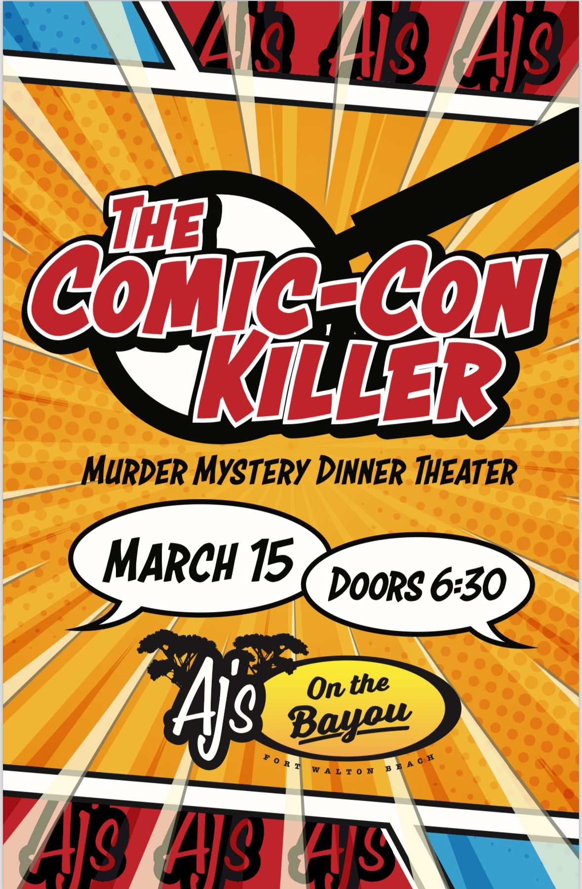 **\ud83c\udfad Murder Mystery Dinner Show at AJ\u2019s on the Bayou! \ud83c\udfad** 