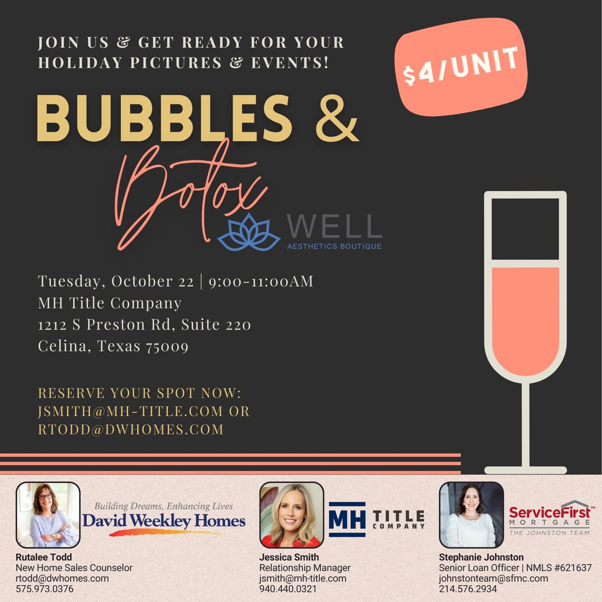 Realtors! Join us for Mingling, Food, Mimosas and Botox!