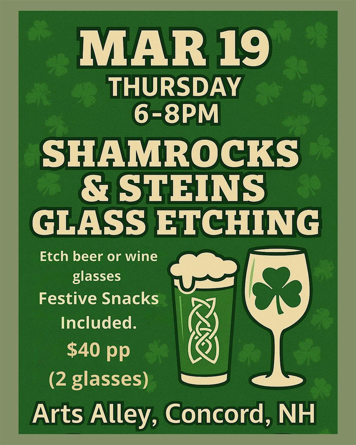 Shamrocks & Steins, Glass Etching
