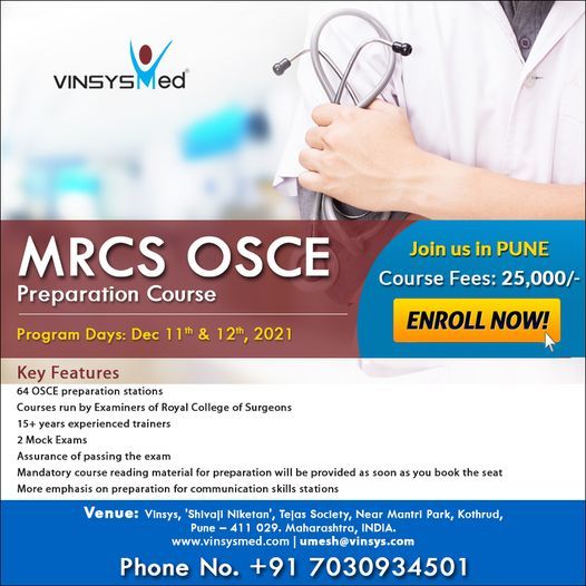 #MRCS Part B Training Program, Vinsys, Pune, 11 December 2021