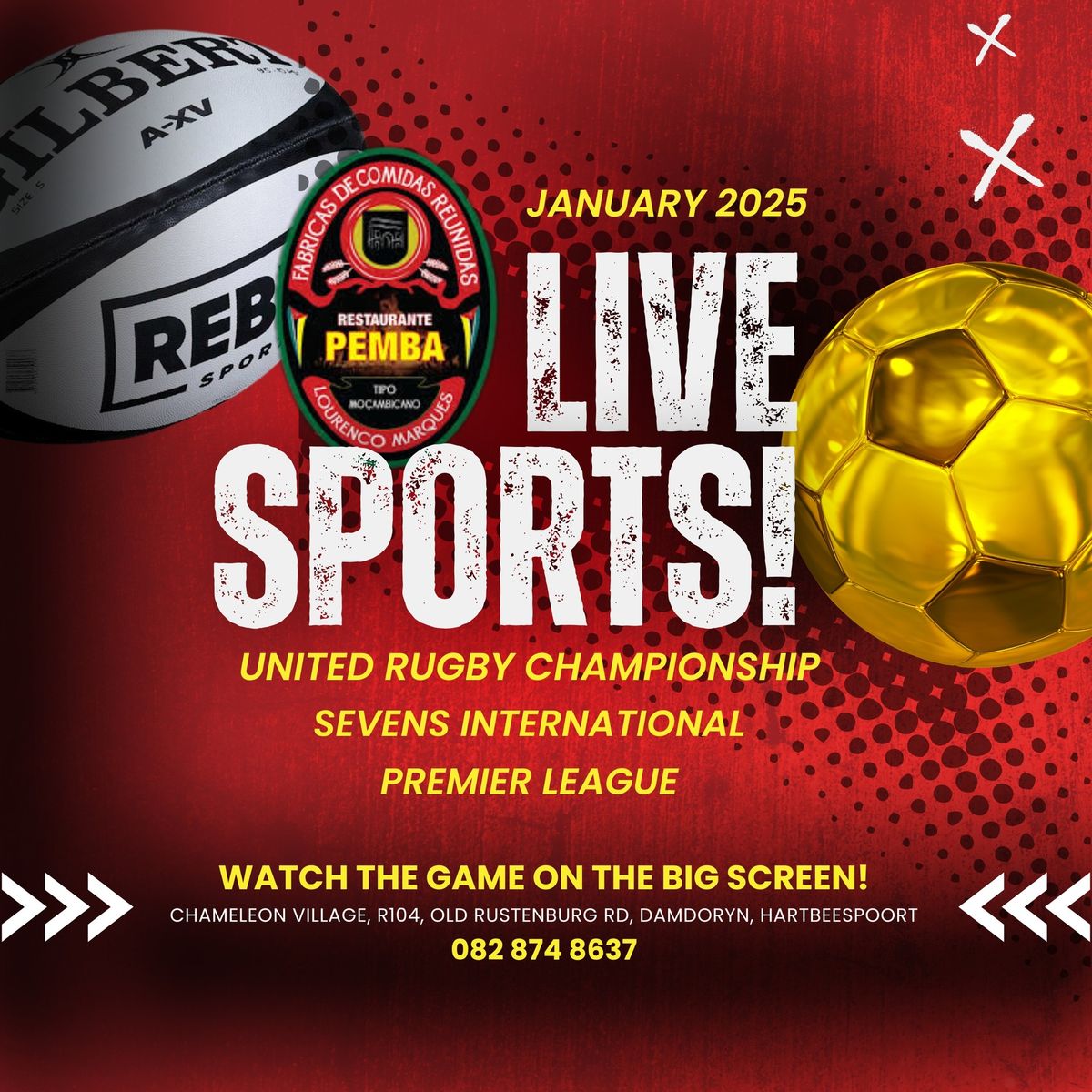 Catch all of the big sport's matches at Pemba!