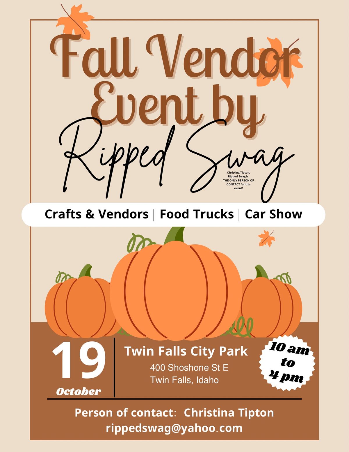 Fall Vendor Event by Ripped Swag & Classic Cruisers Car Show