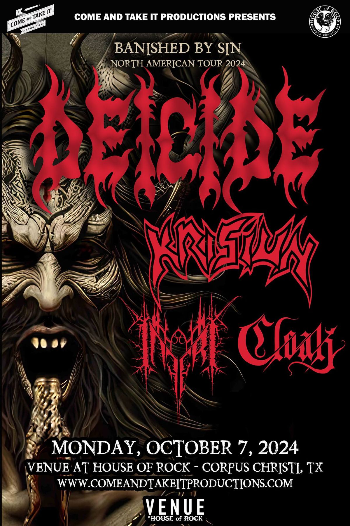 Deicide with Krisiun, Inferi, Cloak, and Throat Locust at House of Rock