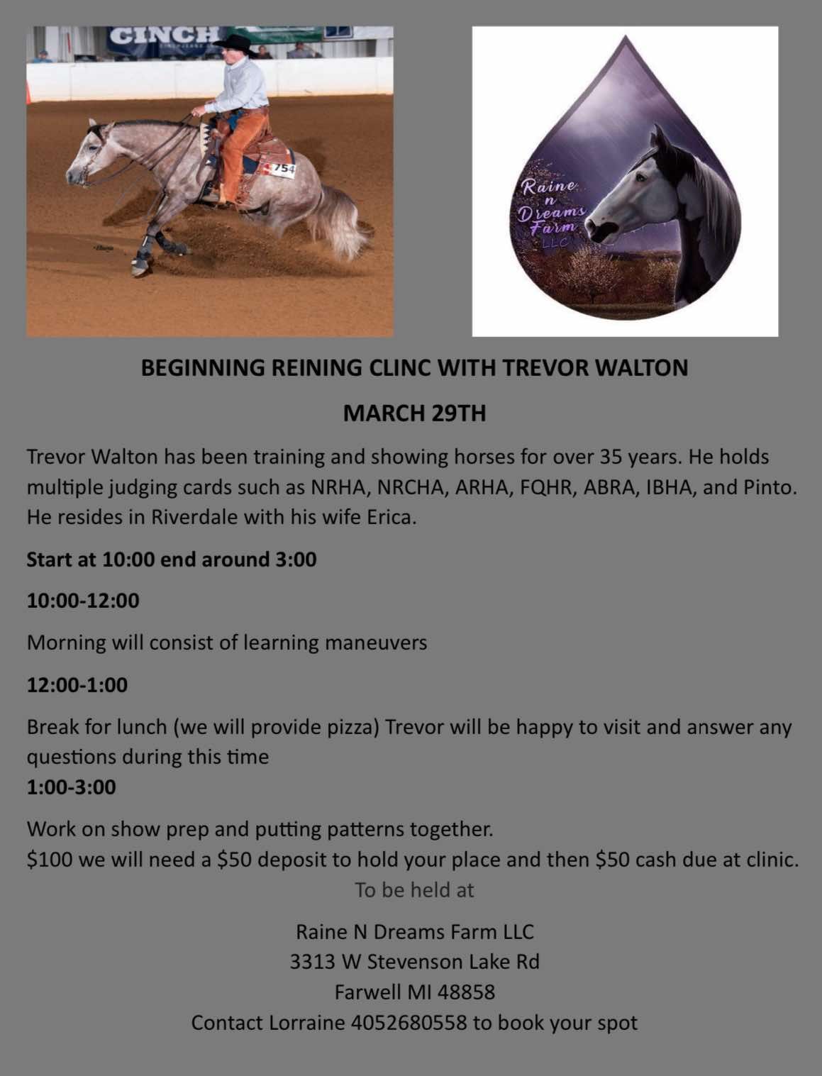 BEGINNING REINING CLINIC WITH TREVOR WALTON 