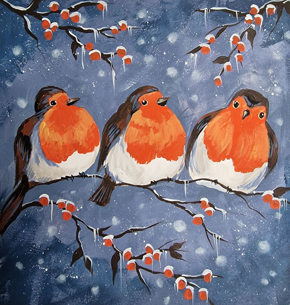 3 Little Robins Painting Morning at Maunsell Lock Tea Rooms