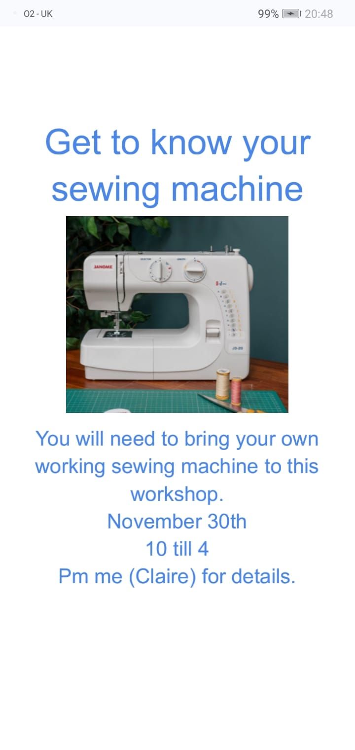 get to know your sewing machine \u00a320 per person