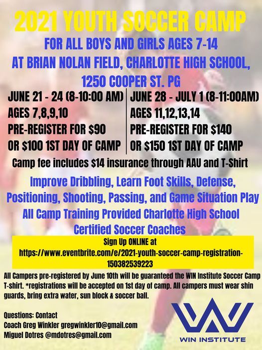 2021 Youth Soccer Camp, Charlotte High School (Punta Gorda, Florida ...