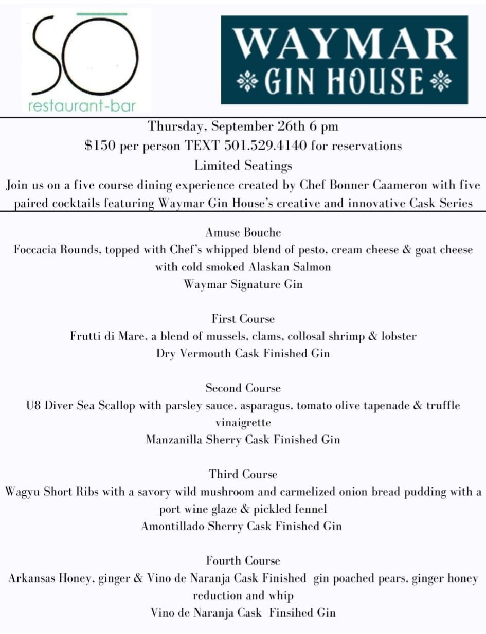 Waymar Gin House Inaugural Gin Dinner