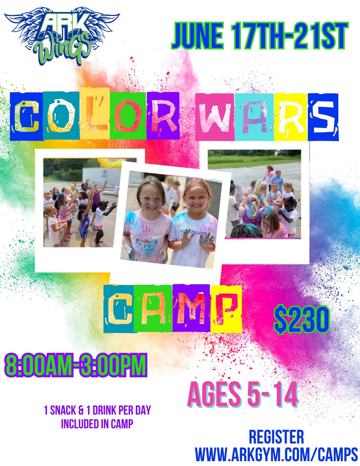 ARK WinGS Gym Color Wars Gymnastics Summer Camp!