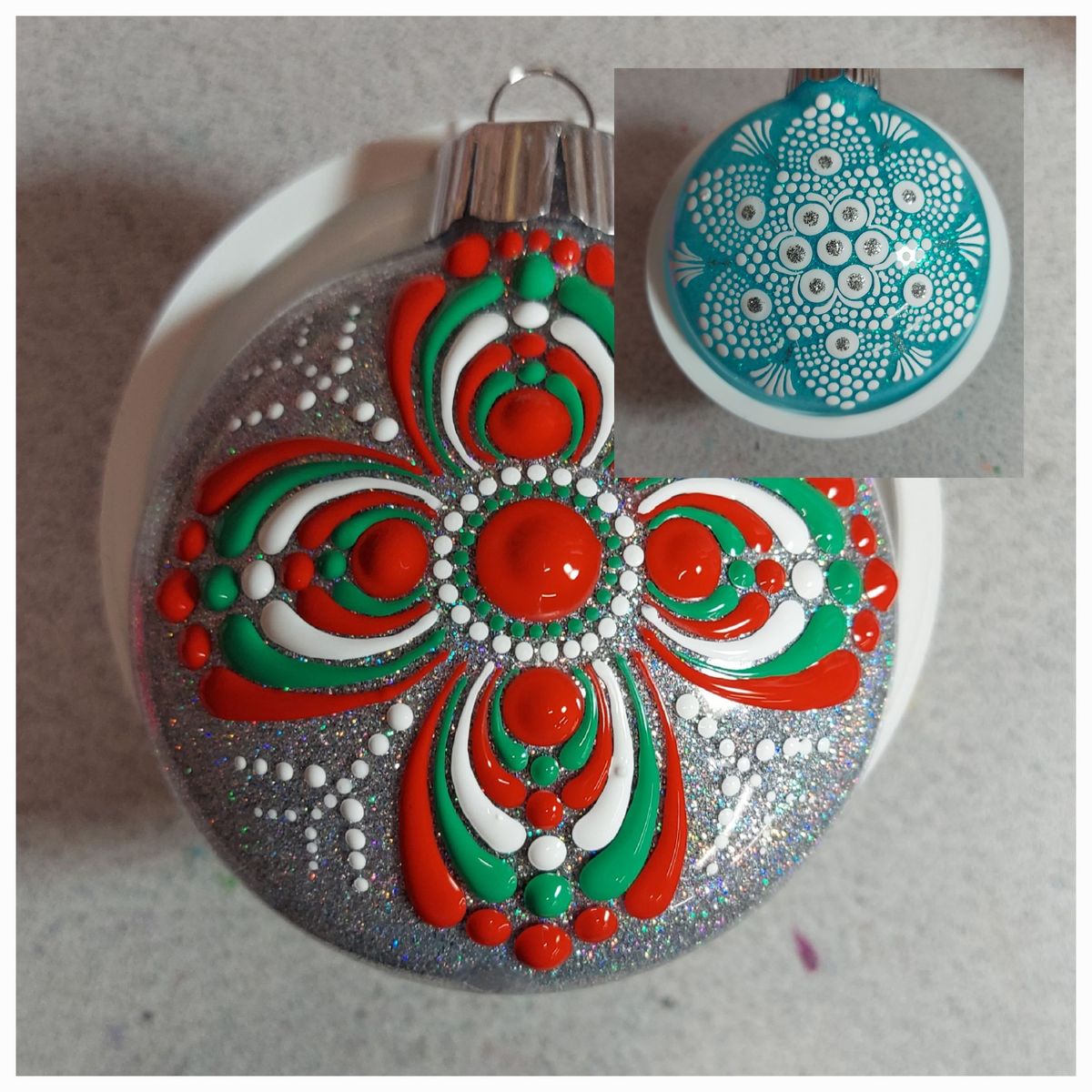 Christmas Ornaments Mandala Dot Paint Night