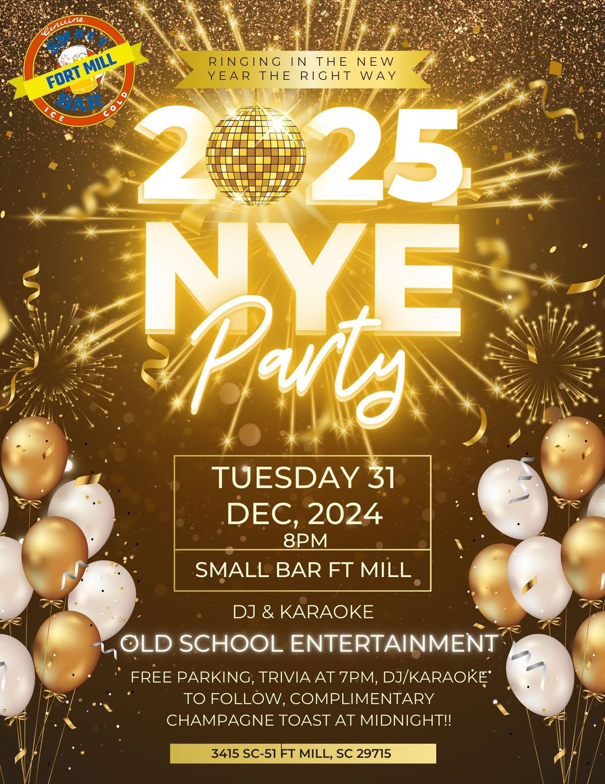 Small Bar Ft Mill New Year\u2019s Eve Party! \ud83c\udf89\ud83e\udd42