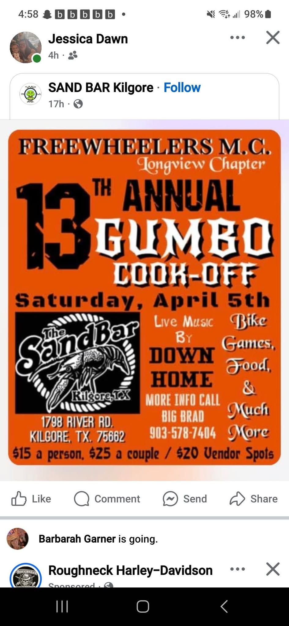 Down-Home\/ Gumbo Cookout at Sand Bar