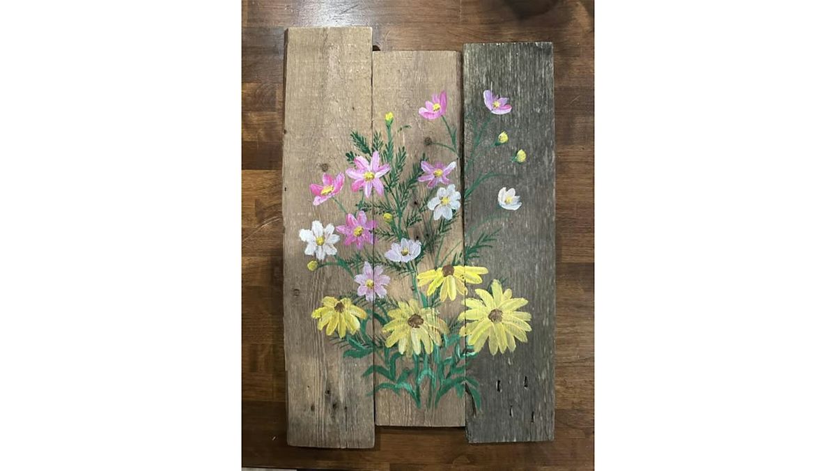 Spring Flowers on Rustic Wood Pallet @ Primitive Scentiments