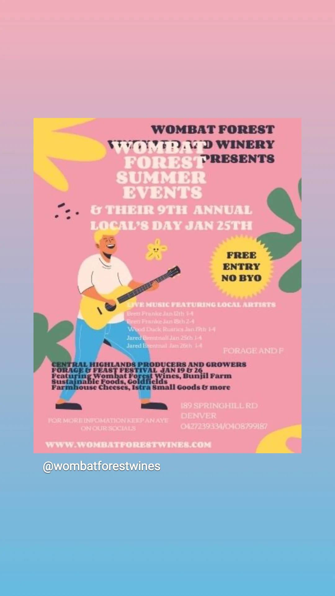 SUMMER EVENTS AT WOMBAT FOREST WINERY