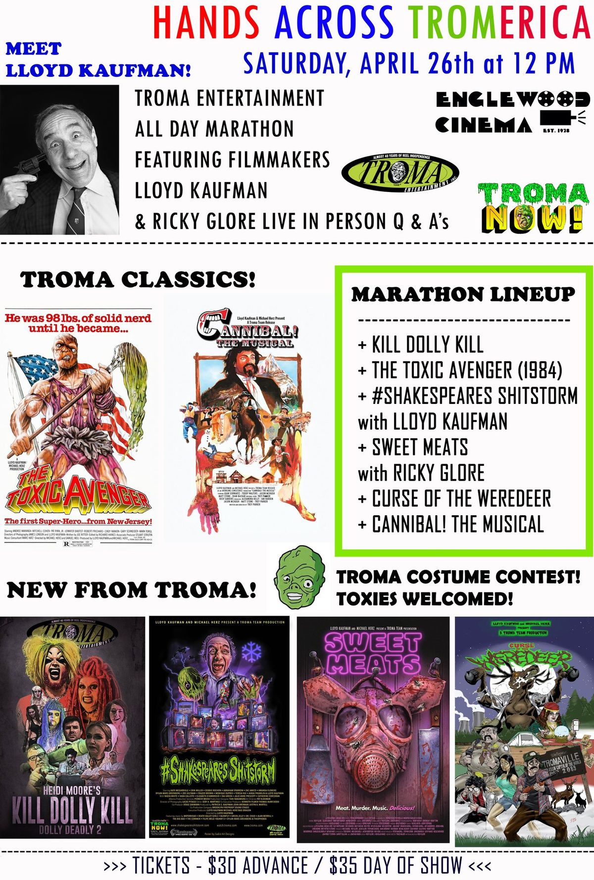 HANDS ACROSS TROMERICA (all day Troma movie marathon with filmmakers Lloyd Kaufman and Ricky Glore)