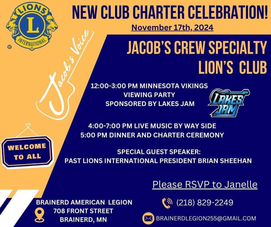 Jacob's Crew Specialty Lions Club Charter Night