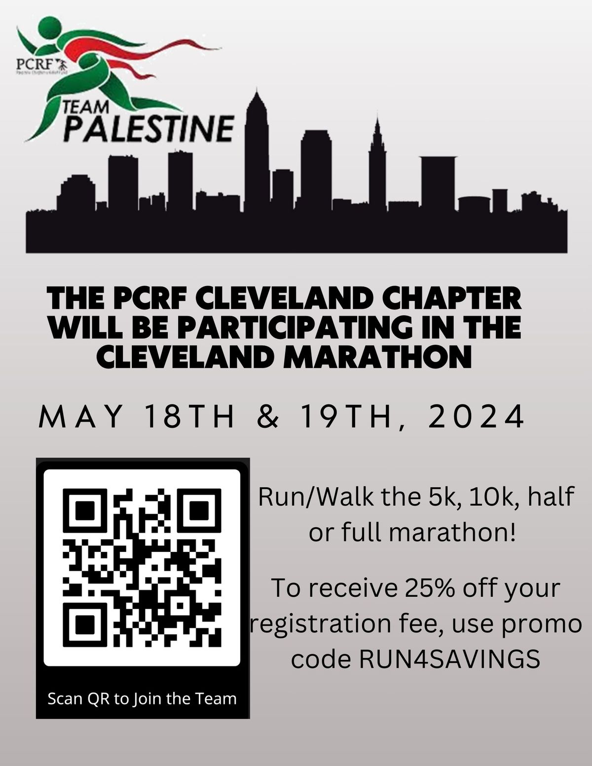 Team Palestine 4 PCRF - Cleveland Marathon 2024