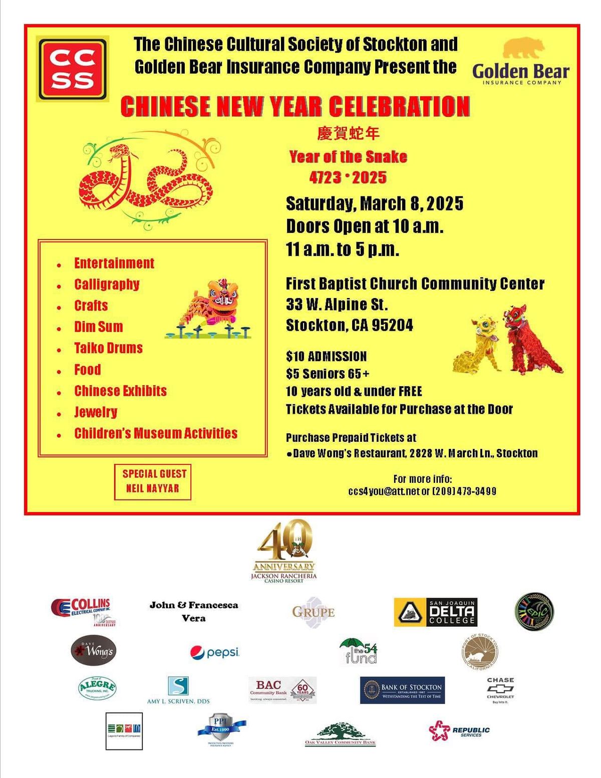 Stockton Chinese New Years  Celebration Year of the Snake Celebration 