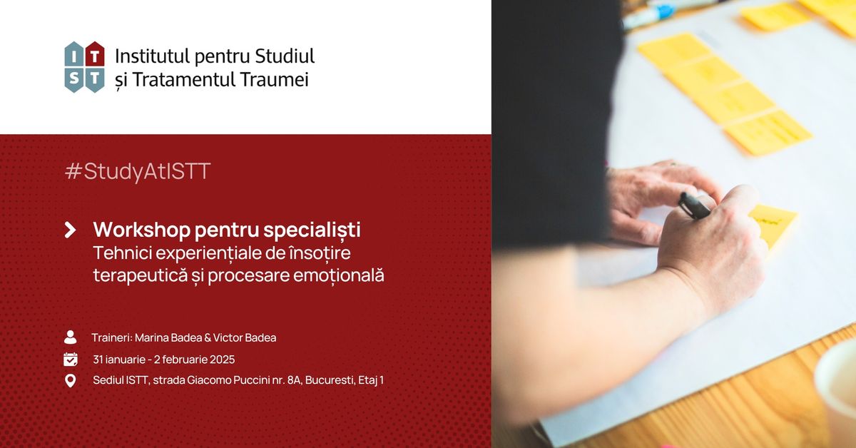 Workshop pentru speciali\u0219ti | Tehnici experien\u021biale de \u00eenso\u021bire terapeutic\u0103 \u0219i procesare emo\u021bional\u0103 