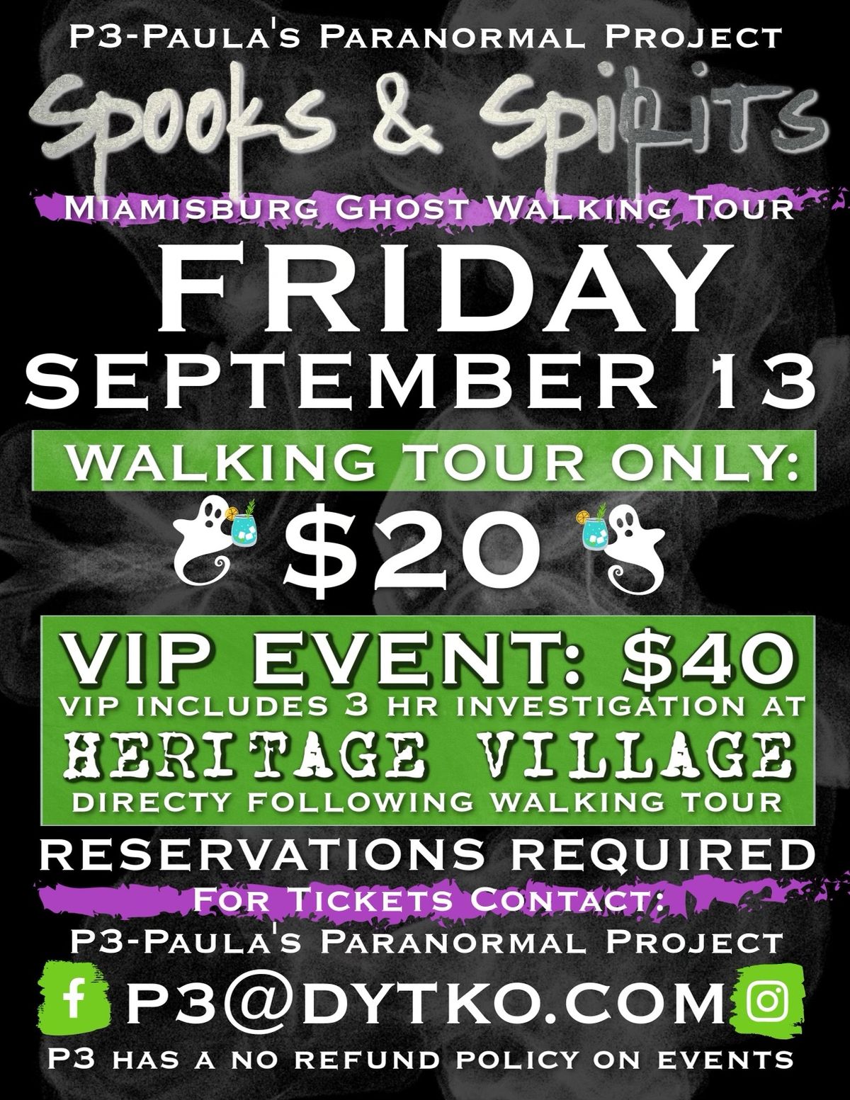 Miamisburg Spooks & Spirits Ghost Walking Tour with XTREME VIP Exclusive GhostHunt Opportunity! 