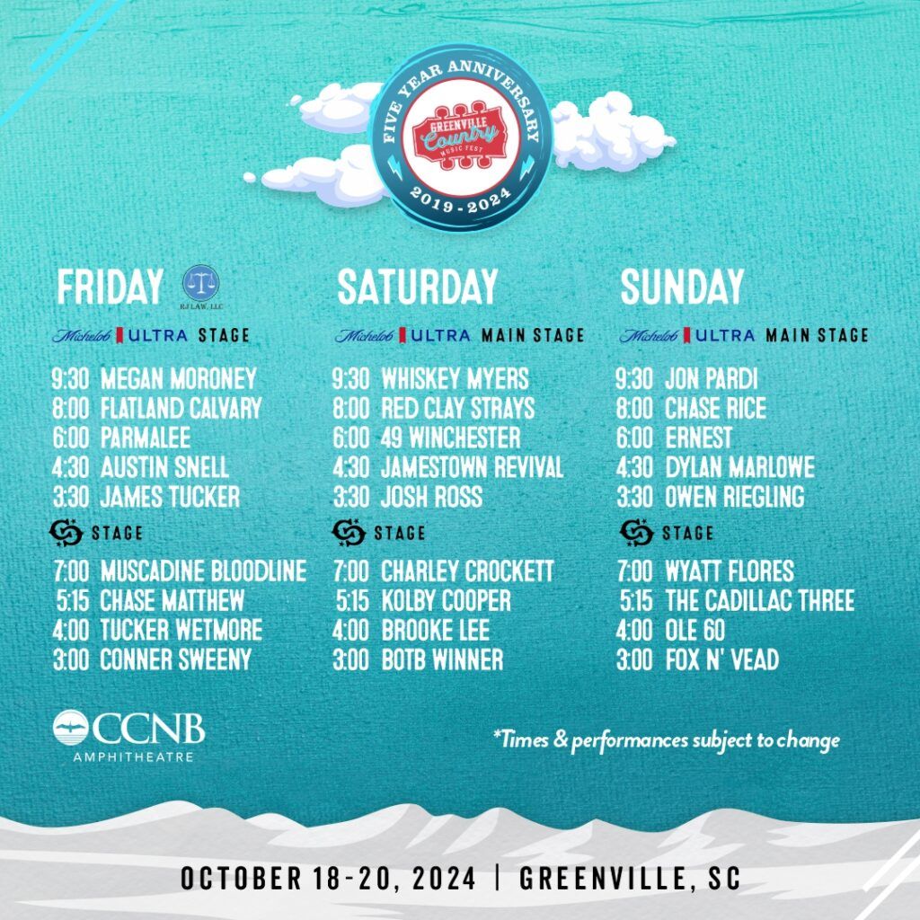 Greenville Country Music Fest - 2 Day Pass at CCNB Amphitheatre at Heritage Park